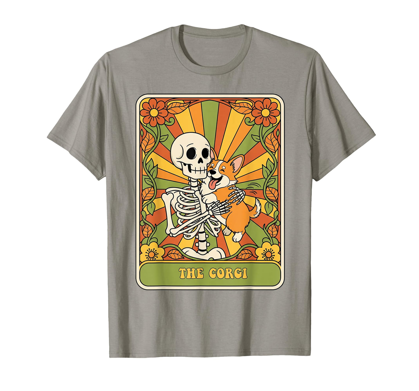 The Corgi Tarot Card Funny Skeleton Corgi Mom Dad Dog Lover T-Shirt