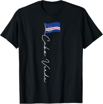 Family Heritage Gifts Cabo Verde Signature Flag Pole Patriotic Cape Verdean Flag T-Shirt