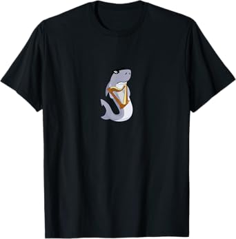 Funny Shark Wearing Sunglasses Playing Harp T-Shirt