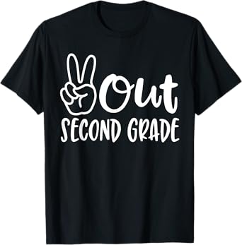 Last Day of School Peace Out 2nd Second Grade Teacher Kids T-Shirt