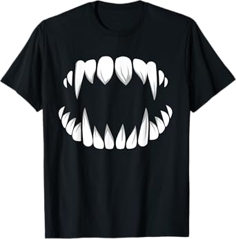 Vampire Teeth Dracula Fangs Halloween Monster Costume Outfit T-Shirt