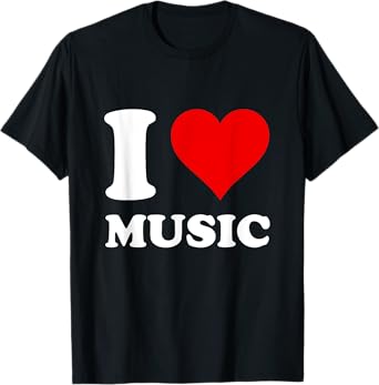 Red Heart I Love Music T-Shirt