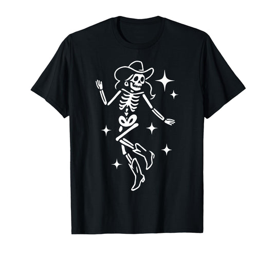 A Girl Skeleton Dancing for Funny Scary Halloween T-Shirt