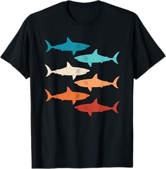 Shark Lover Ocean Animal Retro Marine Biology Men Women T-Shirt