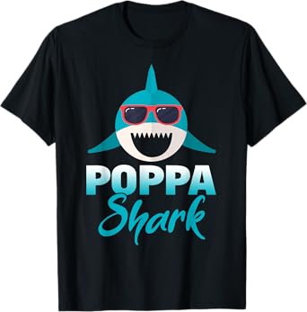 Poppa Shark Wearing Cool Sunglasses Grandpa Gift T-Shirt