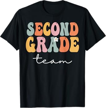 Second Grade Team Retro Groovy Vintage First Day Of School T-Shirt