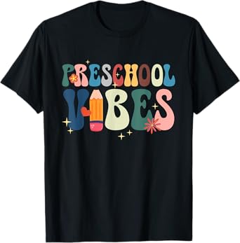 Hello Preschool Teacher Student Retro Groovy Preschool Vibes T-Shirt