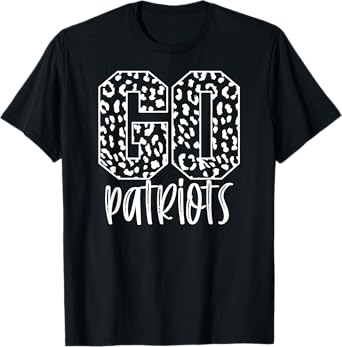 Patriots Team Mascot School Spirit Game Night Leopard Print T-Shirt