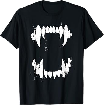 Halloween Horror Wolf Dog Vampire Monster Teeth Costume T-Shirt