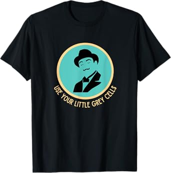 Poirot Use your little grey cells Hat Mustache vintage blue T-Shirt