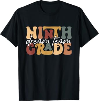 Retro Ninth Grade Dream Team Groovy Teacher Back to School T-Shirt