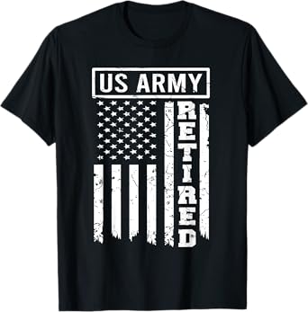 Retired US Army American Flag Retirement 2021 Men Women T-Shirt