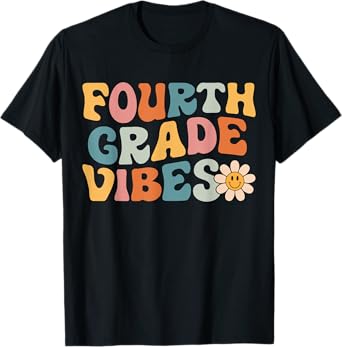 Fourth Grade Vibes - 4th Grade Team Retro 1st Day of School T-Shirt