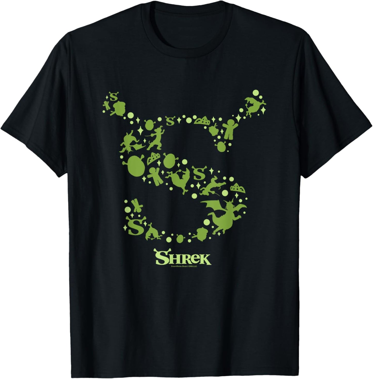 Shrek Character Silhouettes Iconic S Logo T-Shirt