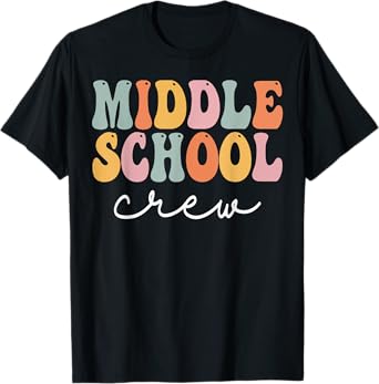 Middle School Crew Retro Groovy Vintage First Day Of School T-Shirt