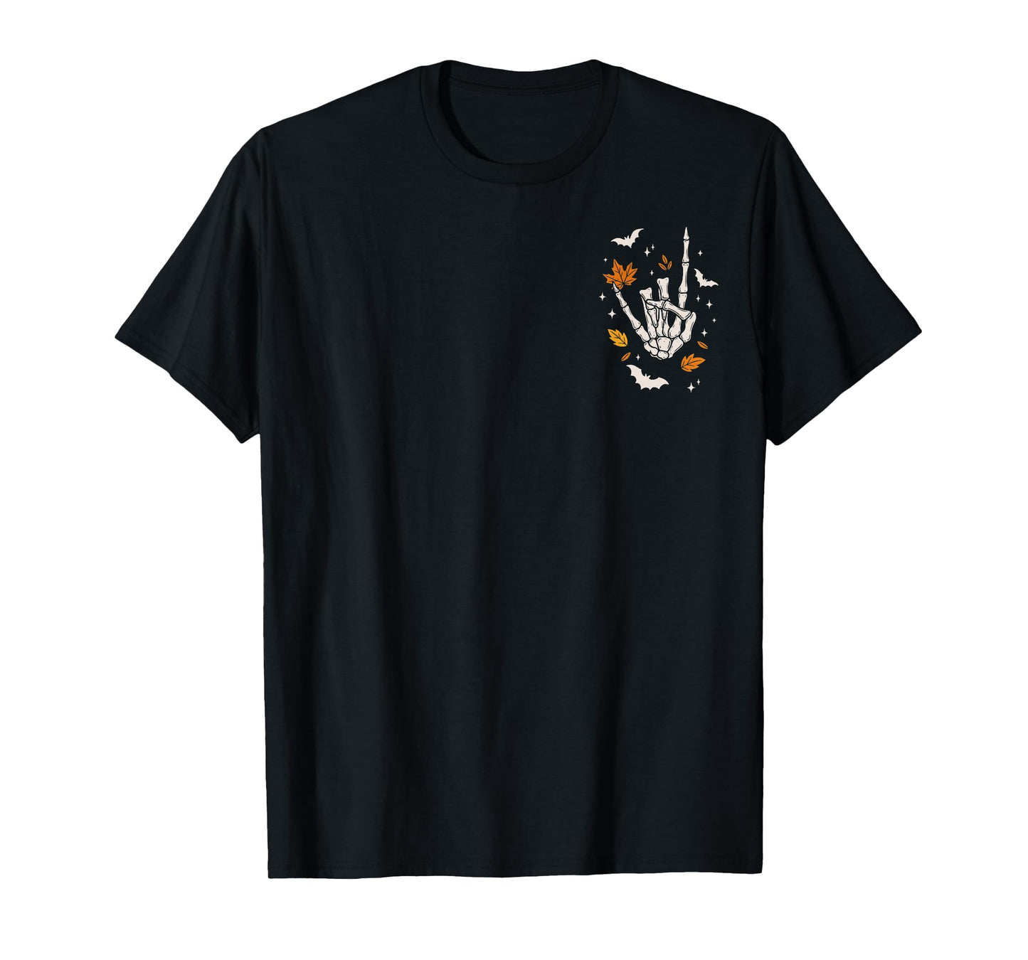 (2 Sided) Skeleton Fall Breeze Autumn Leaves T-Shirt