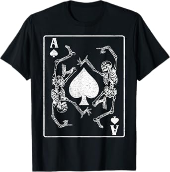 Goth Punk Ace Of Spades Card Shark Gambler Skeleton Vintage T-Shirt