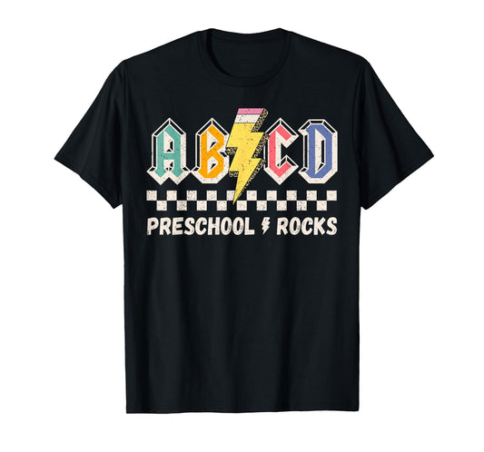 ABCD Preschool Rocks Pencil Lightning Teachers Rock Boys T-Shirt