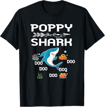 Poppy Shark Shirt Fathers Day Gift Idea For Poppy T-Shirt