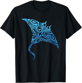 Hawaiian Manta Ray Tribal Polynesian Tattoo Pacific Stingray T-Shirt