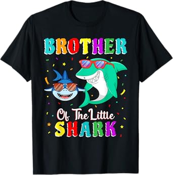 Brother Of The Little Shark Little Brother Shark Birthday T-Shirt