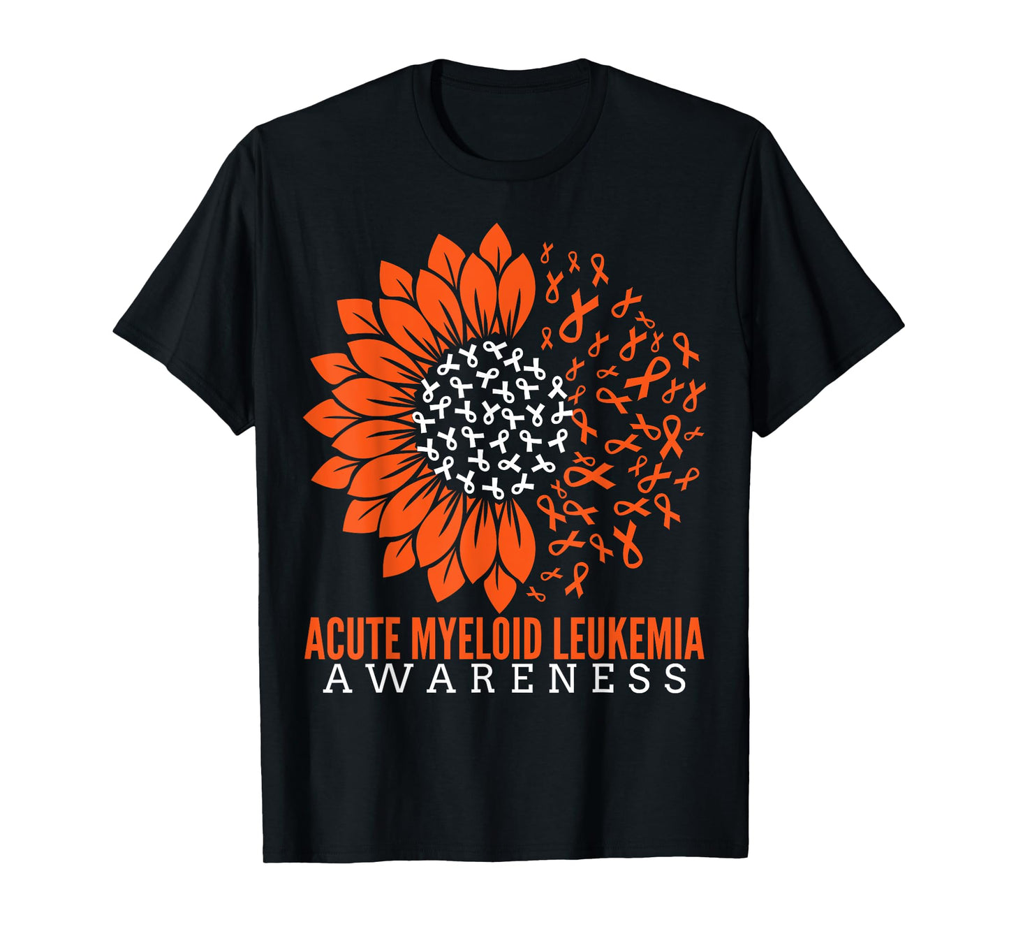 Acute Myeloid Leukemia Awareness Sunflower Ribbon Orange T-Shirt