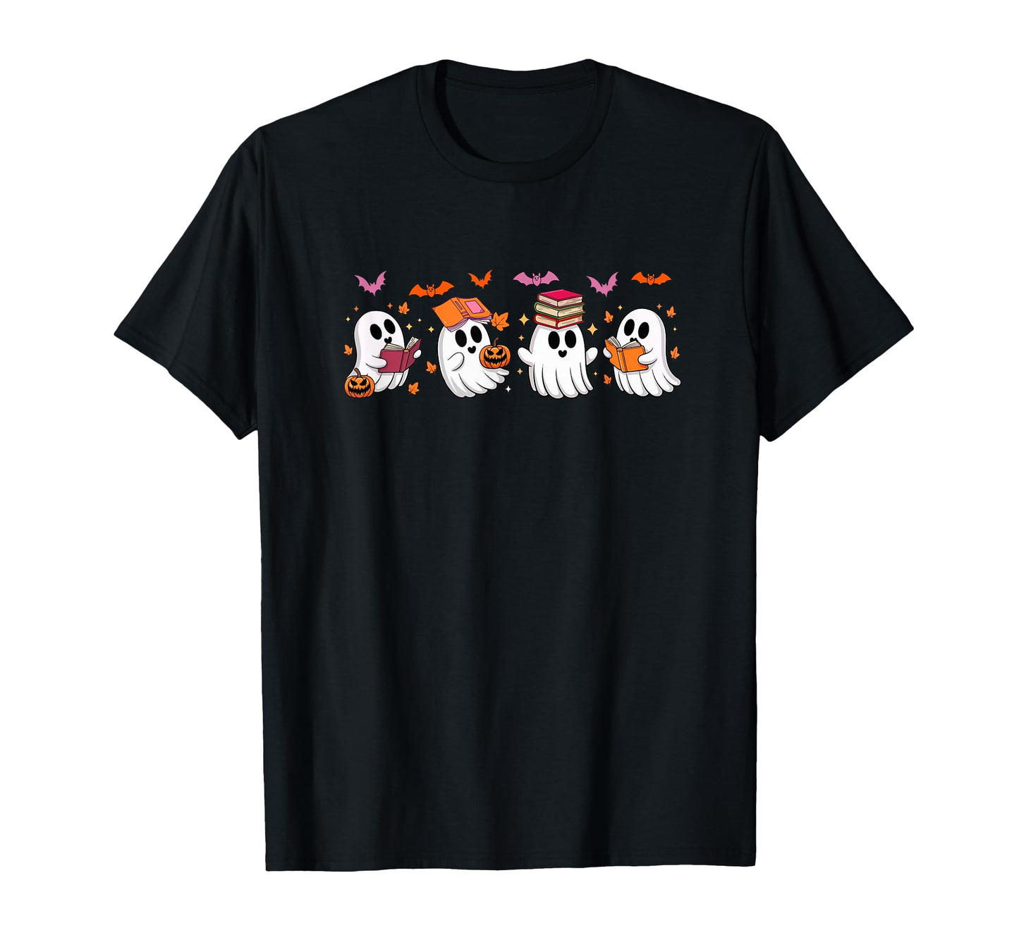 Halloween Group Boo Ghosts Reading Books Bookworm Librarian T-Shirt