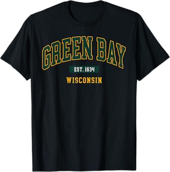 Green Bay Arch Vintage Athletic Sports Design Men Women T-Shirt