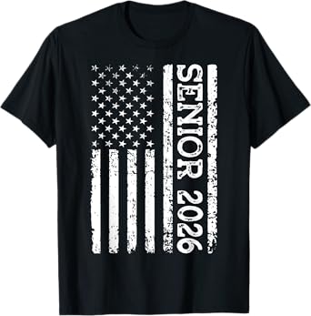 Senior Class Of 2026 Patriotic American USA Flag Graduation T-Shirt