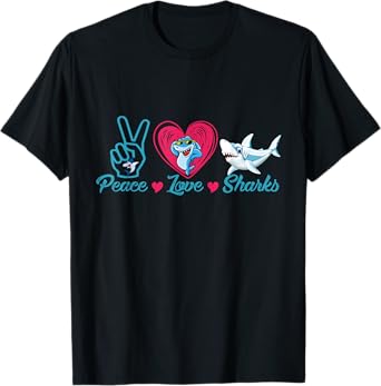 Funny Peace Love Shark Shirt Shark Lover T-Shirt