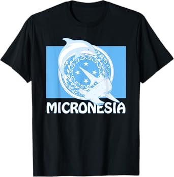Micronesian Flag of Micronesia Dolphin and Hammerhead Shark T-Shirt