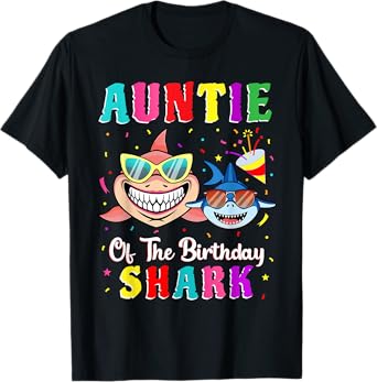 Auntie Of The Shark Birthday Family Matching Birthday Nephew T-Shirt