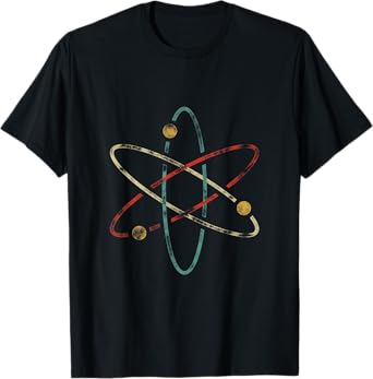 Chemistry & Periodic Table Quotes Retro Atom Chemistry T-Shirt - Unisex-Adults/Kids - Black - Short Sleeve - Small - Crew Neck - Classic Fit - Polyester 100%