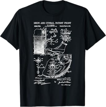 Drum And Cymbal Patent Print 1909 - Vintage Patent Music Art T-Shirt