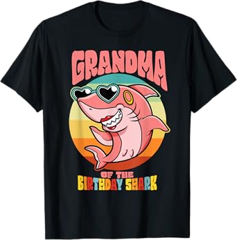 Grandma of the Birthday Kid Shark Party Family Matching T-Shirt