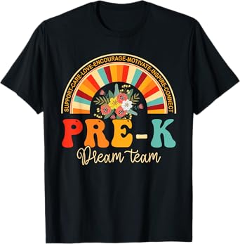 Back To School Pre-k Dream Team Teacher Care Love Floral T-Shirt