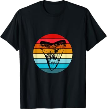 Fossil Megalodon Shark Tooth Retro Sunset Teeth Collector T-Shirt