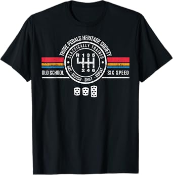 Vintage Three Pedals Heritage Society Old School Six Speed T-Shirt