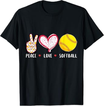 peace love softball gift for coach T-Shirt