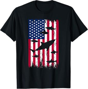American Flag Shark T-Shirt