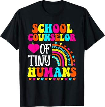 Boho School Counselor Of Tiny Humans First Day Of School T-Shirt