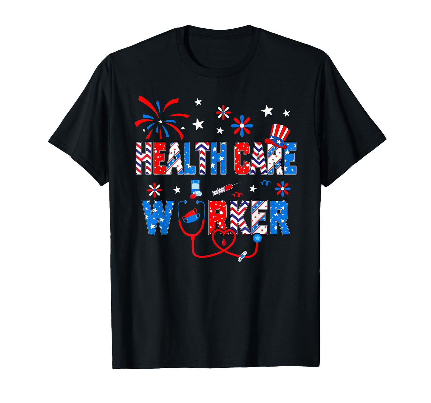 4th Of July For Women Stethoscope Health Care Worker Nurse T-Shirt