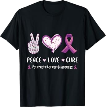 Peace Love cure Pancreatic cancer awareness men women kids T-Shirt