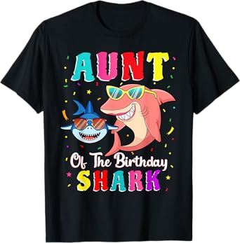 Aunt Of The Shark Birthday Family Matching Birthday Nephew T-Shirt