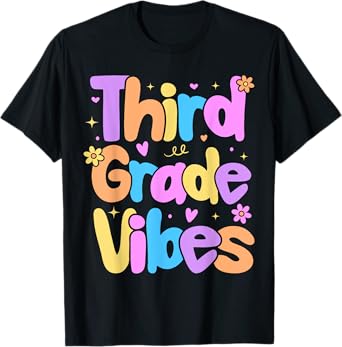 Third Grade Vibes Kids Back to school Preppy Graphic Design T-Shirt