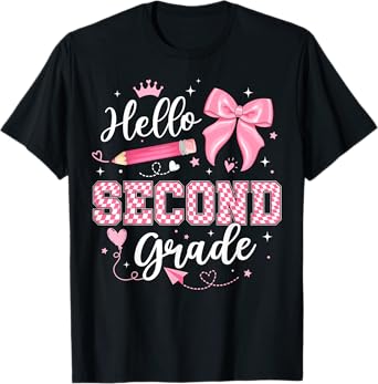 Hello Second Grade Coquette First Day Of School Teacher Girl T-Shirt