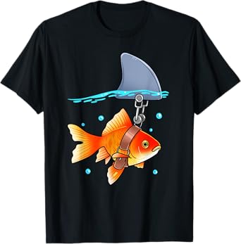 Fake Shark Fin Funny Goldfish Fish Marine Animals Sharks T-Shirt