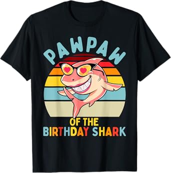 Pawpaw of the Shark Birthday Matching Family T-Shirt