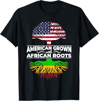 American Grown African Roots USA Flag Black History Month T-Shirt