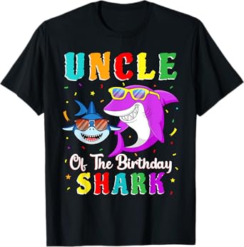 Uncle Of The Shark Birthday Family Matching Birthday Nephew T-Shirt